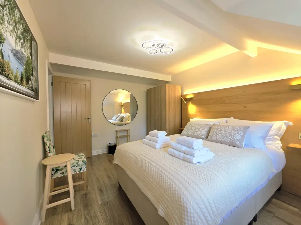 The main bedroom seen from the window