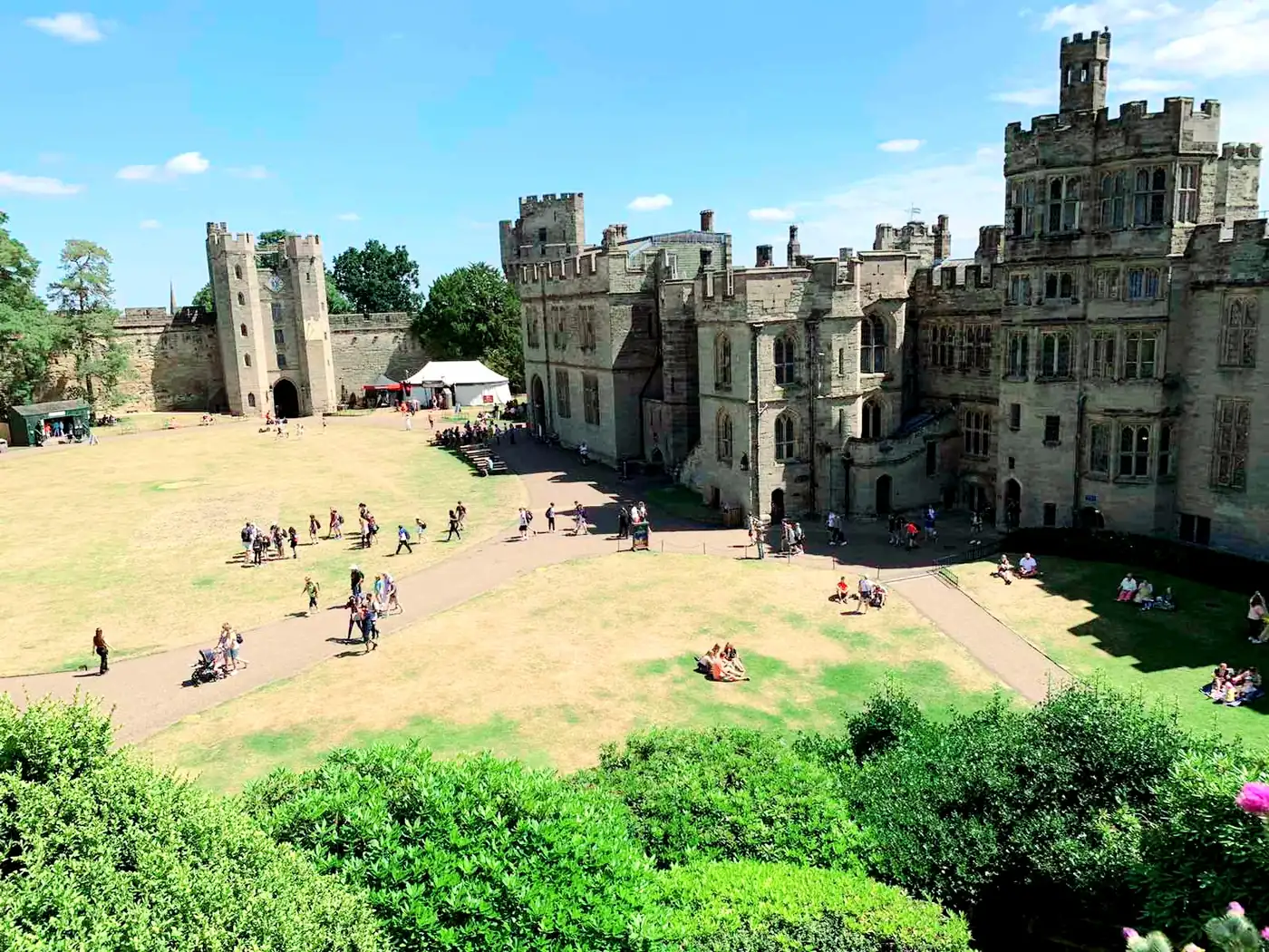 The courtyard inside Warwick Castle